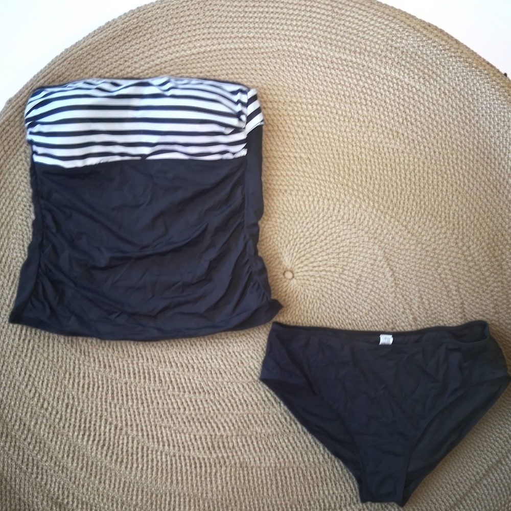 Striped Black Bikini Set
